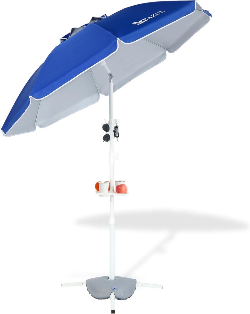 Seazul 6.5ft Sun Shade Umbrella, Portable Umbrella with Stand for Sports, Water Weight Bag, Adjustable and Lightweight, Sun Protection, Royal Blue - Image 1